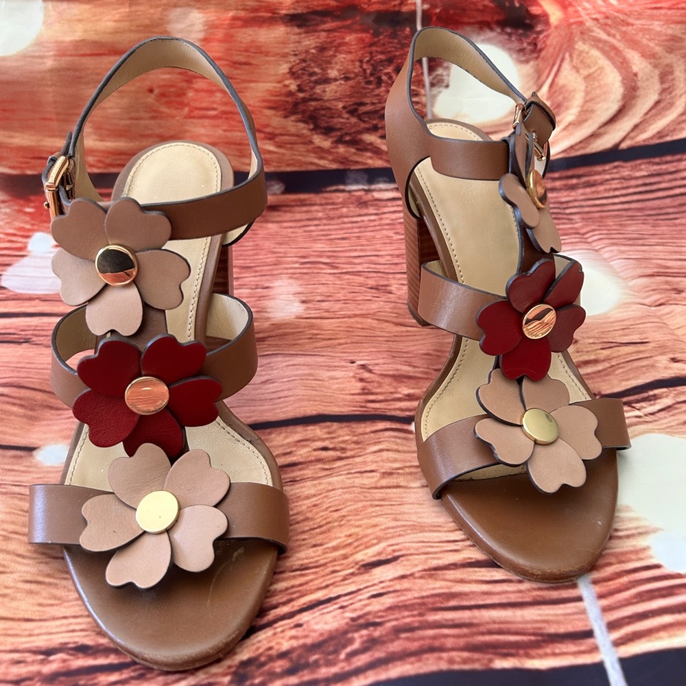 Michael Kors Floral Embellished Brown Sandals